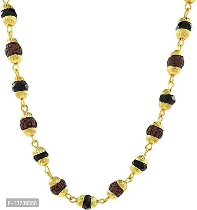 Mahadev Rudraksha Beads and Black Pearl Stone Chain