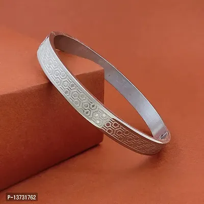 Sterling Silver-Plated Stainless Steel Designer Cuff Kada for Unisex-thumb5