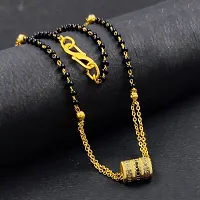 Gold plated Ad Mangalsutra tanmaniya Black Beaded Golden Chain Mangalsutra For Women-thumb3