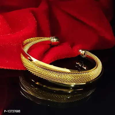 Saizen Gold Plated Brass Cuff Kada for Men and Boys-thumb3