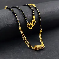 Saizen Gold plated Ad Mangalsutra tanmaniya Black Beaded Golden chain For Women and traditional mangalsutra-thumb3