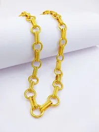 Saizen Designer Fancy Indian Polished Gold Plated Brass link Chain Gold Chain for Men-thumb2