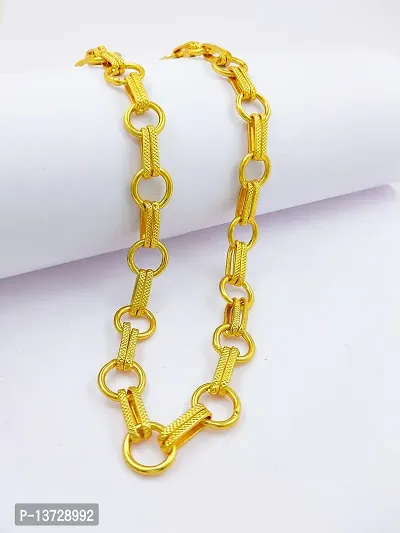Saizen Designer Fancy Indian Polished Gold Plated Brass link Chain Gold Chain for Men-thumb3