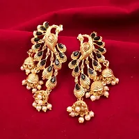 Saizen Gold-plated and Crystal and Citrine Black Jhumki Earrings for Women-thumb2