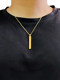 Stylish Gold Stainless Steel Bar Pendant Adjustable Necklace Chain Rhodium Stainless Steel Locket Set-thumb3