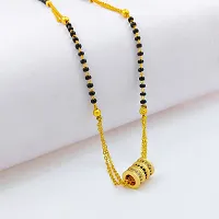 Gold plated Ad Mangalsutra tanmaniya Black Beaded Golden Chain Mangalsutra For Women-thumb1