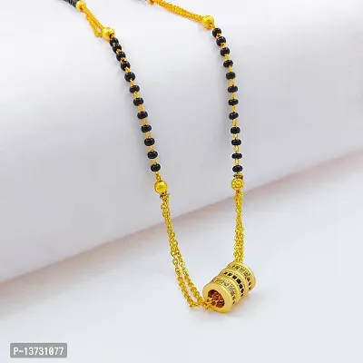 Gold plated Ad Mangalsutra tanmaniya Black Beaded Golden Chain Mangalsutra For Women-thumb2