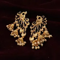 Saizen Gold-plated and Crystal and Citrine Black Jhumki Earrings for Women-thumb3