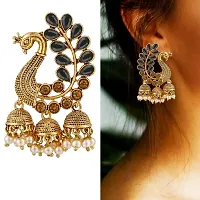 Saizen Metal Gold Plated and Pearl Jhumki Earrings for Women  Girls, Black-thumb1