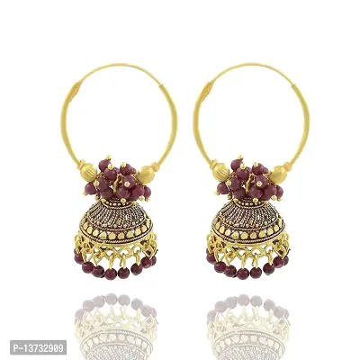 Saizen Gold Plated Traditional Meenakari Jhumki Earring For Girls/Women Alloy Jhumki Earring (Brown)-thumb0