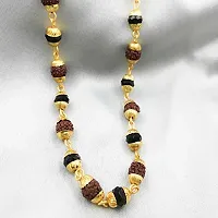 Mahadev Rudraksha Beads and Black Pearl Stone Chain-thumb3