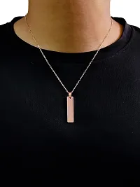 Stylish Rose Gold Stainless Steel Vertical Bar Pendant Adjustable Necklace Chain-thumb3