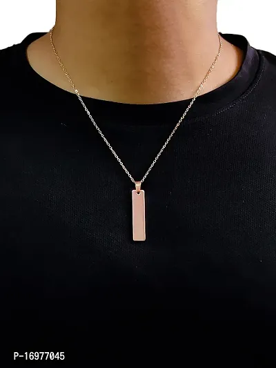 Stylish Rose Gold Stainless Steel Vertical Bar Pendant Adjustable Necklace Chain-thumb4