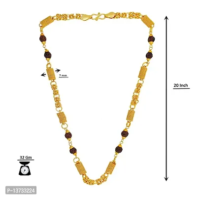 Saizen Designer Fancy Indian Polished Gold Plated Brass rudraksha Chain Gold Chain for Men-thumb2