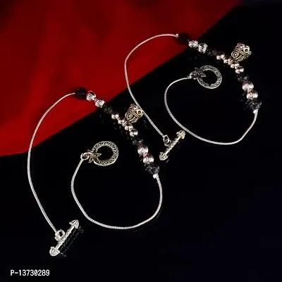 Saizen Payal Silver Plated Fancy Anklet (Style-4)-thumb3