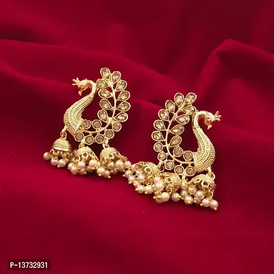 Saizen Metal Gold Plated and Pearl Jhumki Earrings for Women  Girls, Gold-thumb3