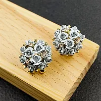 Saizen Fashion Stylish Fancy Flower Earrings For Women  Girls(Grey)-thumb3