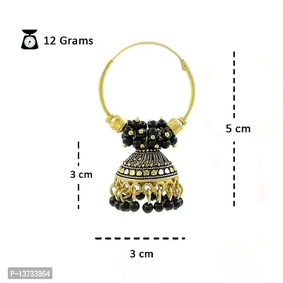 Saizen Gold Plated Traditional Meenakari Jhumki Earring For Girls/Women Alloy Jhumki Earring (Black)-thumb2