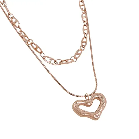 Saizen double layerd chain necklace with heart pendant