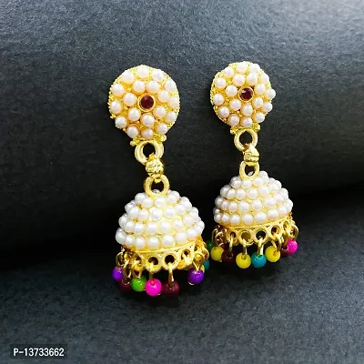 Saizen Traditional Gold Plated Pearl Jhumki Earrings For Women  Girls-thumb5