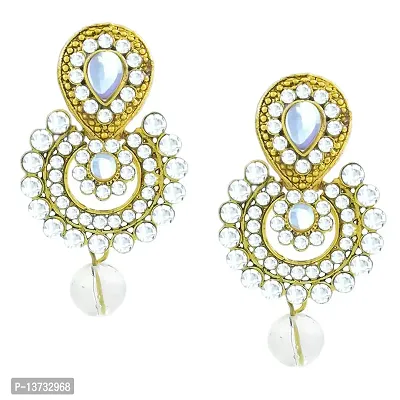 Saizen Floral Gold Plated Studded Drop Earrings Alloy Dangle Earring-thumb0