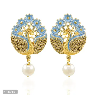 Saizen earring Pearls Gold Tone Peacock Inspired Dangle  Pearl Drops Earring for Women  Girl