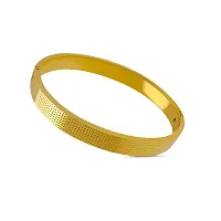 Gold Plated Stainless Steel Classic Designer Kada for Men and Women (Style-1)-thumb1