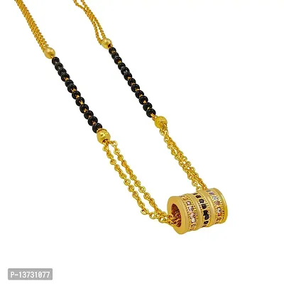 Gold plated Ad Mangalsutra tanmaniya Black Beaded Golden Chain Mangalsutra For Women-thumb0