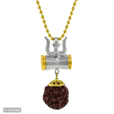 Saizen Gold Plated Stainless Steel Chain Rudraksha for Men and Women (Pendant) (Style - 2)