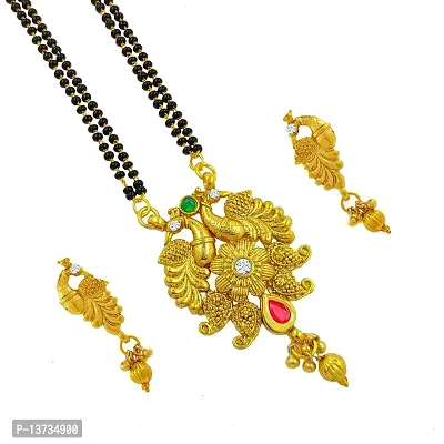 Trandy South Indian  Indian Gold Plated Mangalsutra Set Jewellery with Earring pair-thumb0