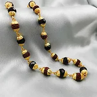 Mahadev Rudraksha Beads and Black Pearl Stone Chain-thumb1