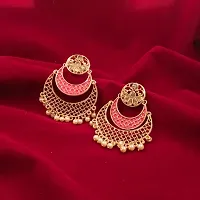 Traditional Wedding Wear Jewellery Alloy Drops  Danglers (Red)-thumb4