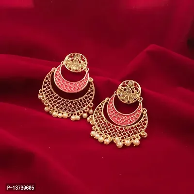 Traditional Wedding Wear Jewellery Alloy Drops  Danglers (Red)-thumb5