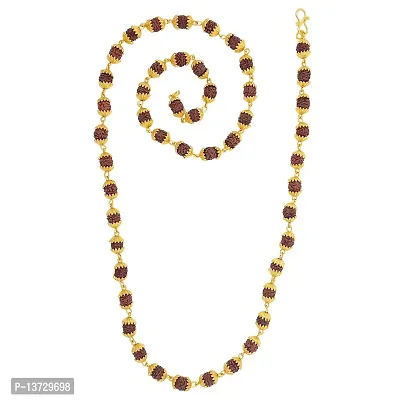 Saizen CHR280 Gold Toned Graced Rudraksha Beads Chain for Men/boys/husband  unisex-thumb2