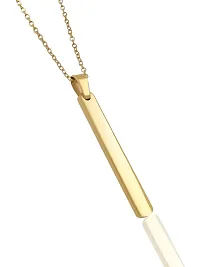 Stylish Gold Stainless Steel Bar Pendant Adjustable Necklace Chain Rhodium Stainless Steel Locket Set-thumb1