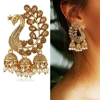 Saizen Metal Gold Plated and Pearl Jhumki Earrings for Women  Girls, Gold-thumb1