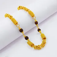 Saizen Designer Fancy Indian Polished Gold Plated Brass rudraksha Chain Gold Chain for Men-thumb2