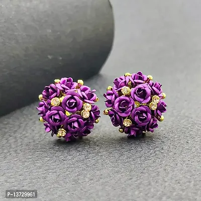 Saizen Fashion Stylish Fancy Flower Earrings For Women  Girls(Purple)-thumb3