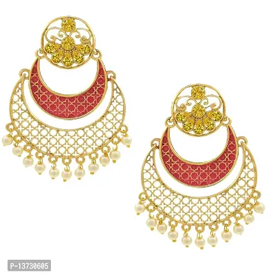 Traditional Wedding Wear Jewellery Alloy Drops  Danglers (Red)