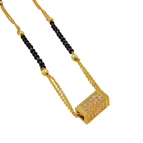 Saizen plated Ad traditional Mangalsutra tanmaniya Beaded chain For Women and Girls Brass Mangalsutra