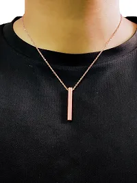 Stylish Rose Gold Stainless Steel Round Bar Pendant Adjustable Necklace Chain-thumb3