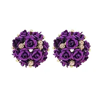 Saizen Fashion Stylish Fancy Flower Earrings For Women  Girls(Purple)-thumb1
