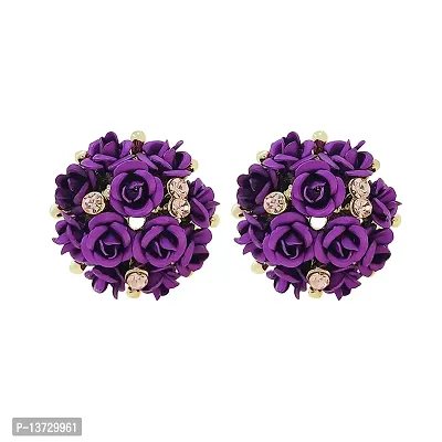 Saizen Fashion Stylish Fancy Flower Earrings For Women  Girls(Purple)-thumb2