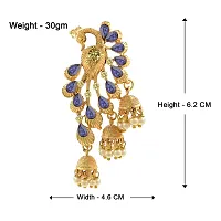 Saizen Blue Alloy Traditional Golden Gold Plated Pearl Peacock Diamond Jhumki Earring for Women-thumb1