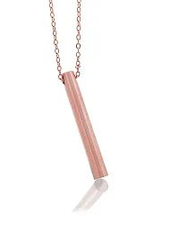 Stylish Rose Gold Stainless Steel Round Bar Pendant Adjustable Necklace Chain-thumb1