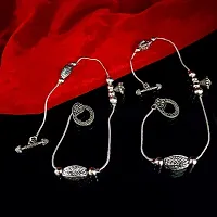 Saizen Payal Silver Plated Fancy Anklet (Style-4)-thumb3