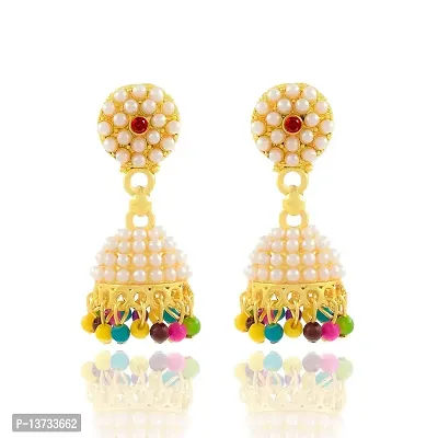 Saizen Traditional Gold Plated Pearl Jhumki Earrings For Women  Girls-thumb0