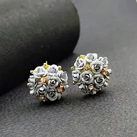 Saizen Fashion Stylish Fancy Flower Earrings For Women  Girls(Grey)-thumb4