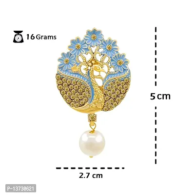 Saizen earring Pearls Gold Tone Peacock Inspired Dangle  Pearl Drops Earring for Women  Girl-thumb3