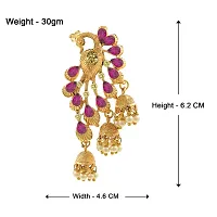 Saizen Traditional Gold Pearl Gold-plated Peacock Kundan Jhumkas Diamond, Pearl Alloy Jhumki Earring for Women-thumb1